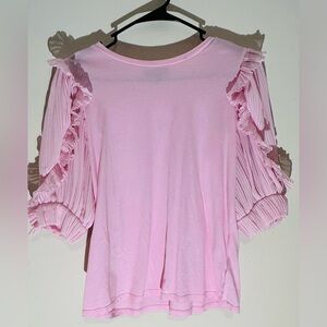 Express Pink Ruffle Sleeve Women's Top